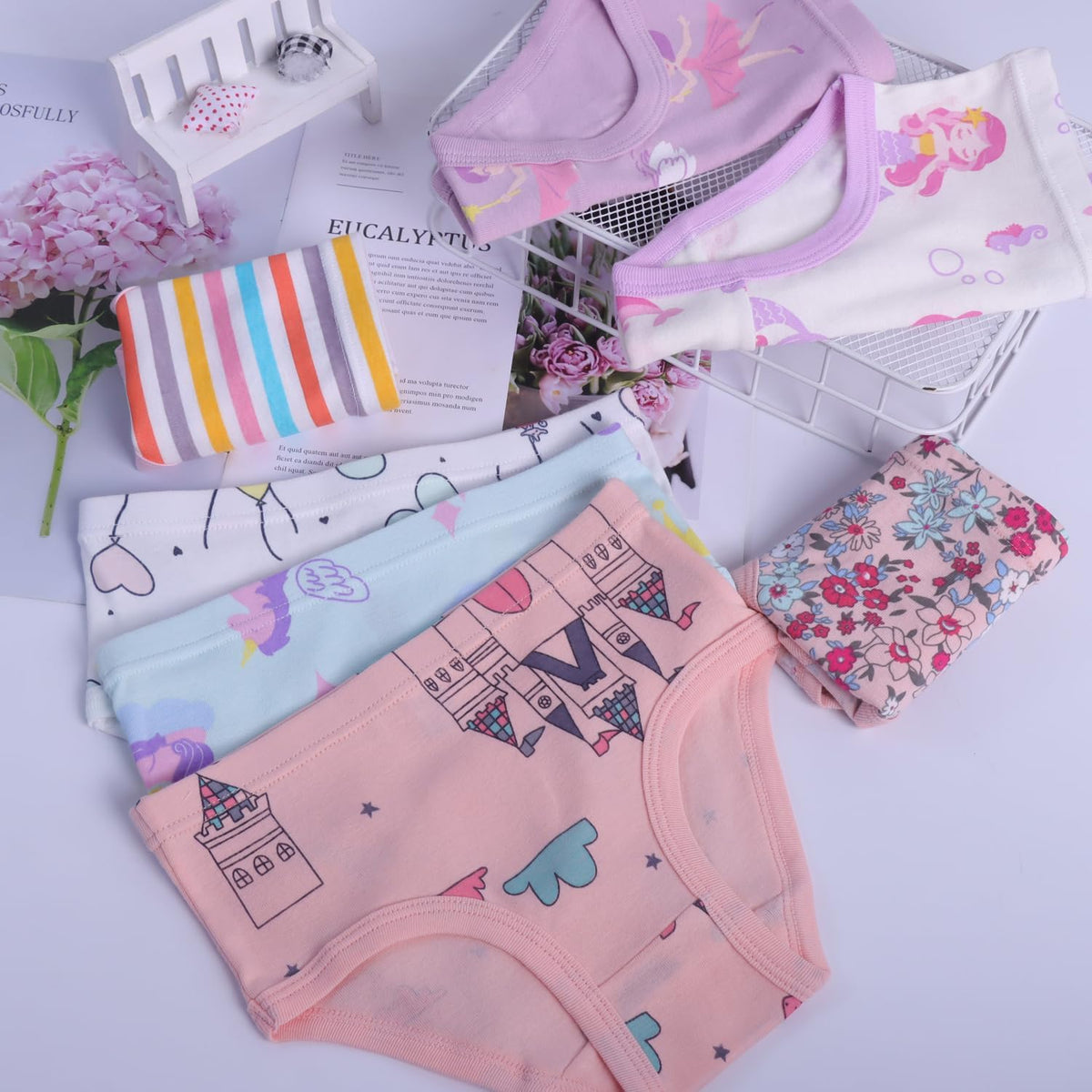 Finihen Girls Cotton Underwear Toddler Girls Panties Kids Briefs Multipacks.