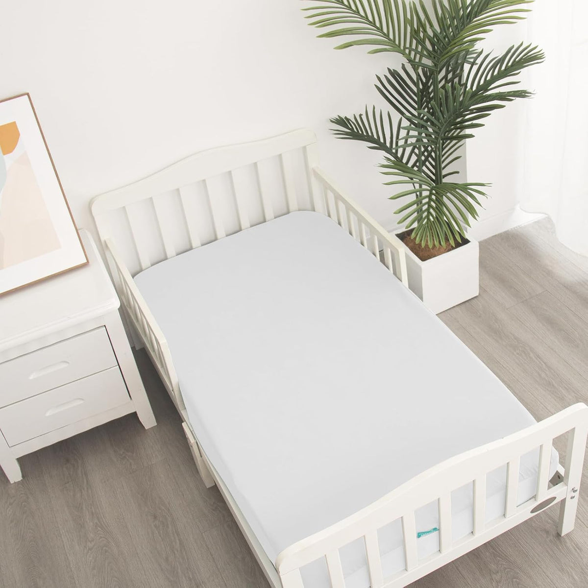 Crib Sheets Waterproof 2 Pack, Crib Mattress Protector, Toddler Fitted Crib Sheet Neutral, Ultra