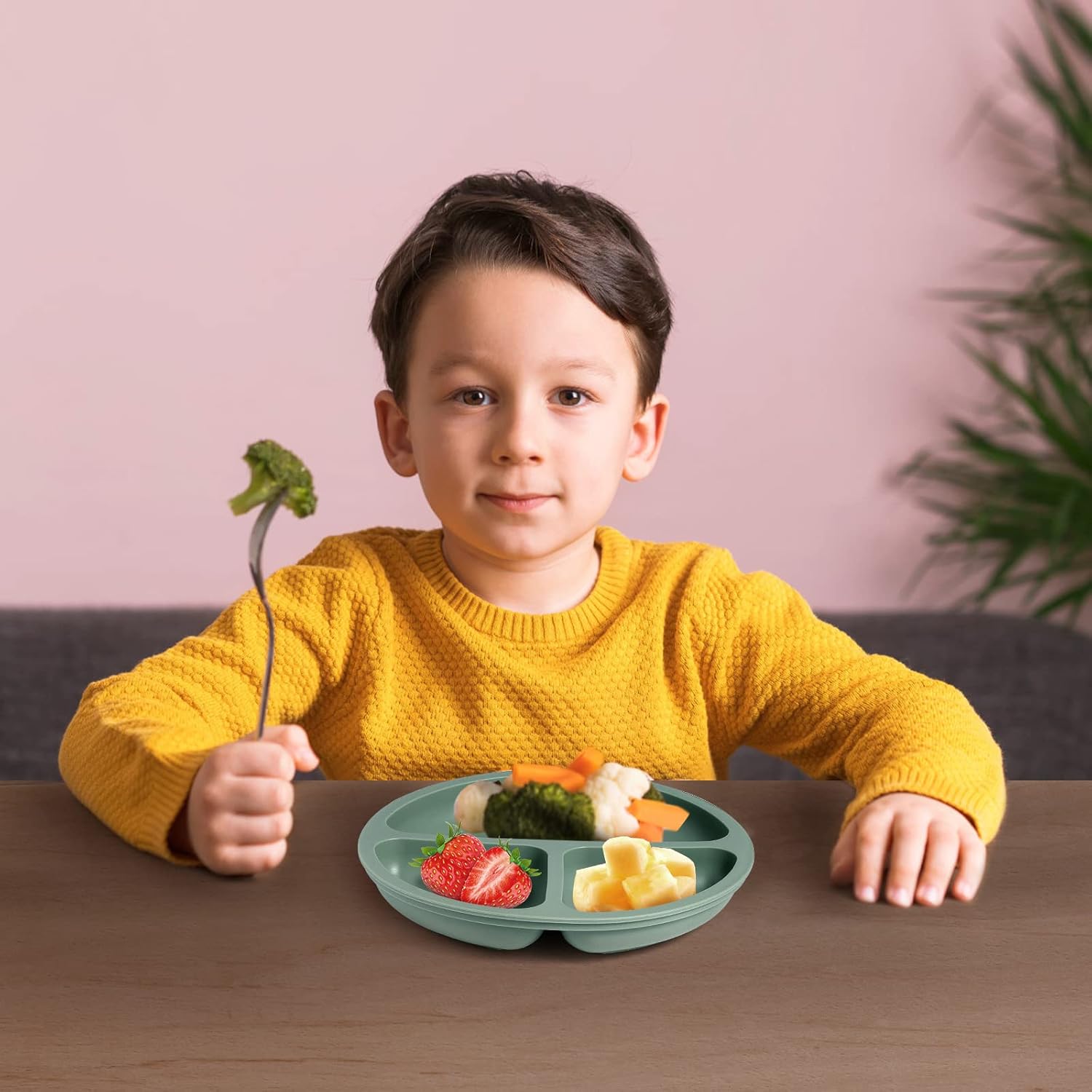 Suction Plates for Baby 3 pack, Stay Put Divided Toddler Plates, 100% Food Grade Silicone Baby