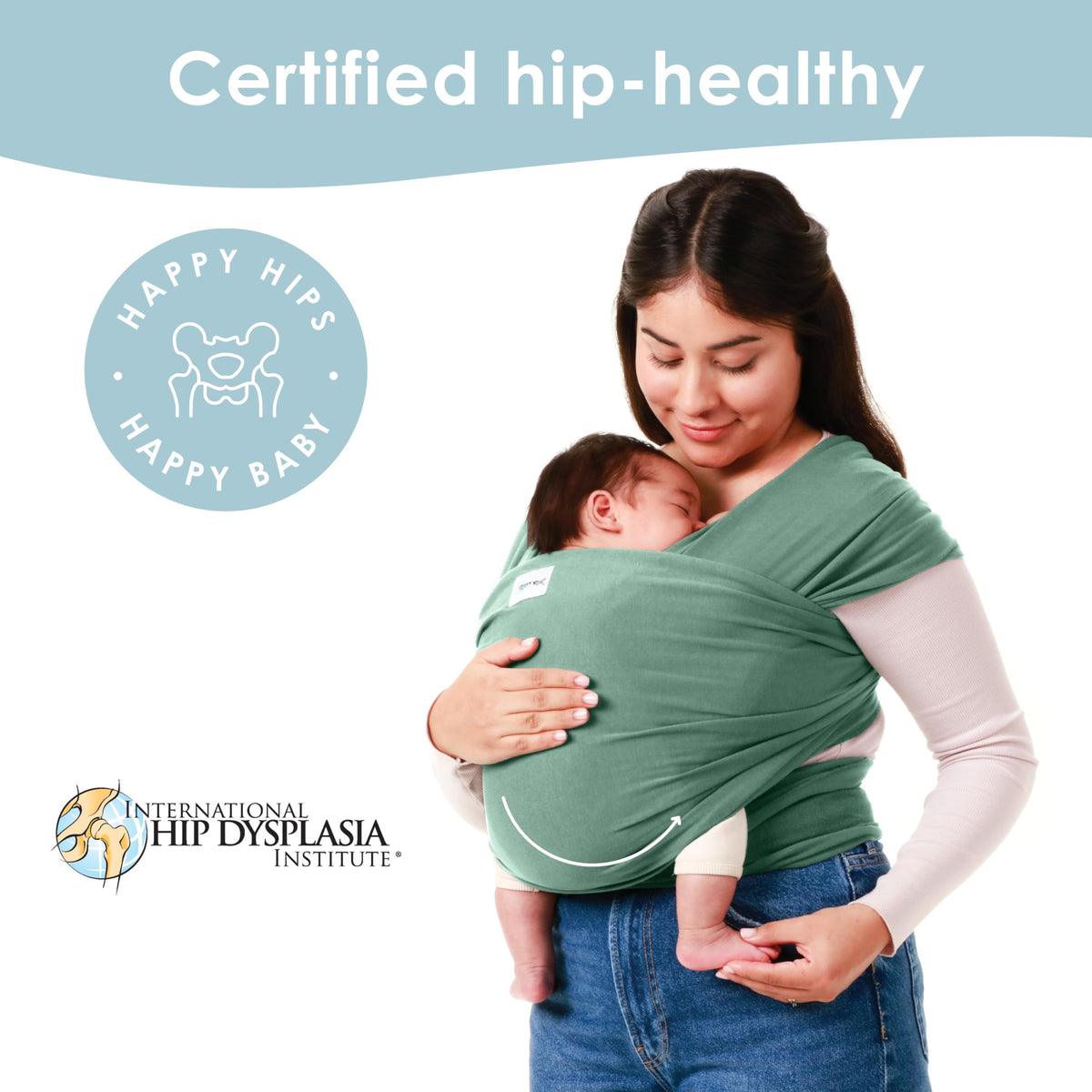 Sleepy Wrap Baby Carrier Wrap for Infants 7-35lbs, Lightweight, Sage Green