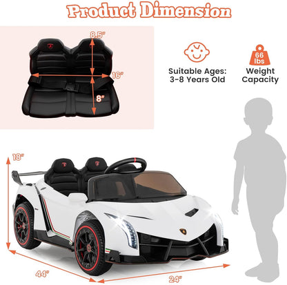 Costzon Ride on Car, Lamborghini Licensed 12V Battery Powered 4WD Sports Car with Remote Control, 3