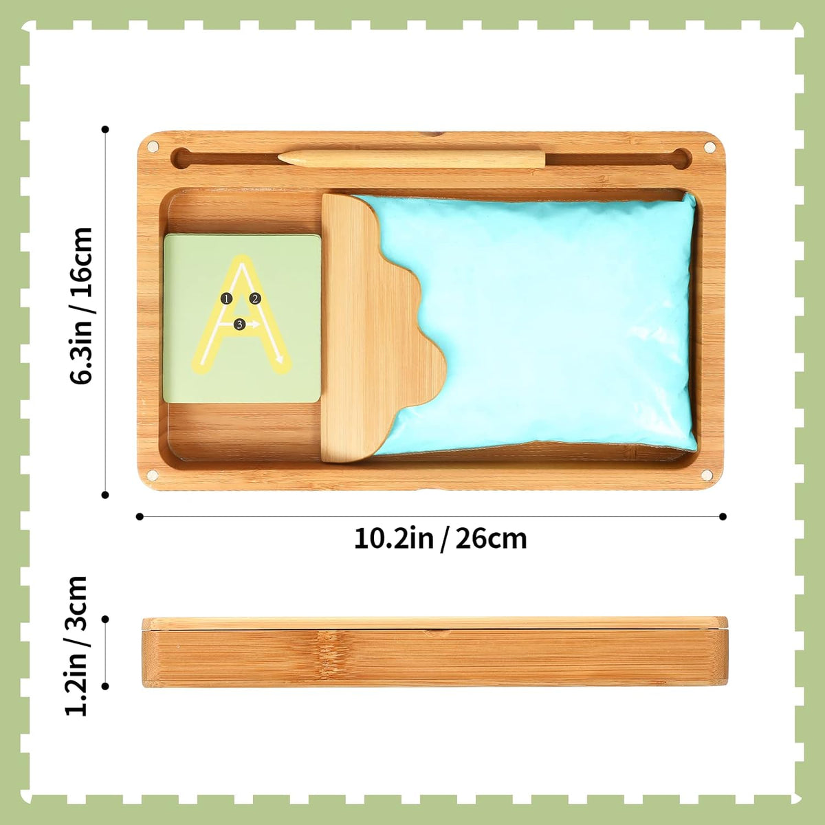Montessori Sand Tray with Lid - Wooden Sand Trays for Kids Writing Letters and Numbers, Preschool