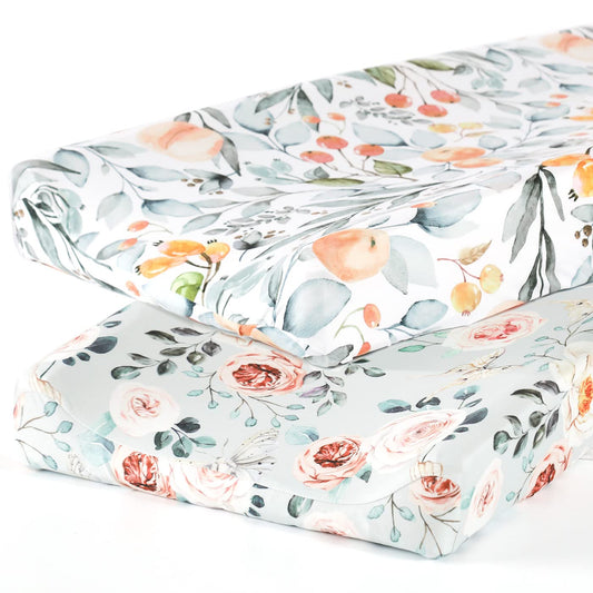 GRSSDER Stretch Ultra Soft Jersey Knit Changing Pad Cover Set 2 Pack, Change Table Pad Covers Fit