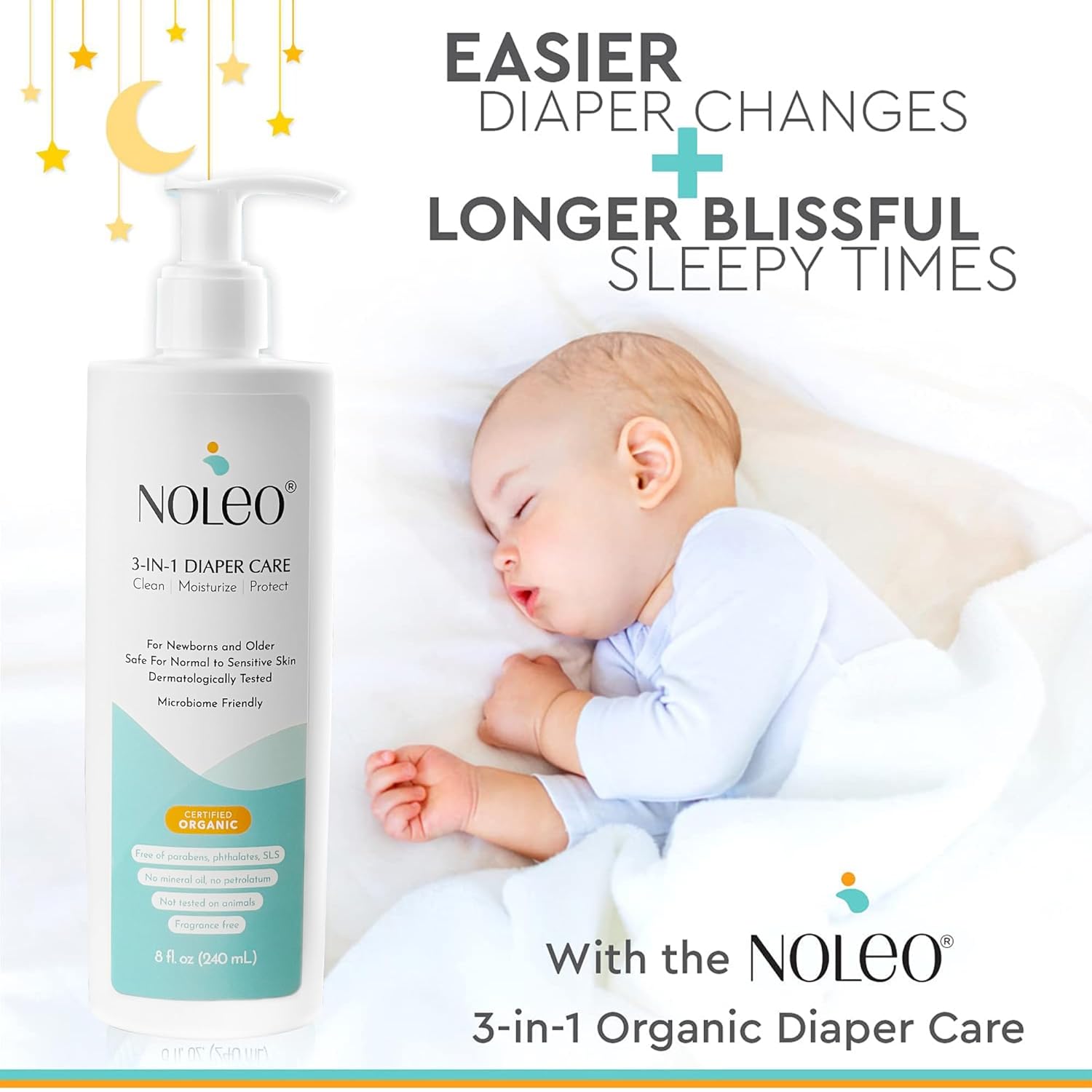 3-in-1 Diaper Care - Baby Cream, Cleanser & Baby Lotion Organic - Diaper Rash Cream - Baby Diaper