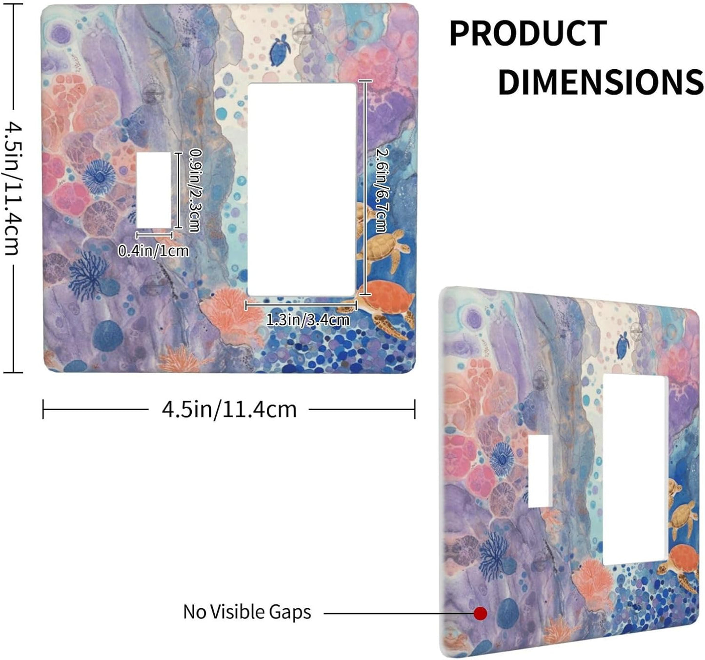Turtle Coral Fish Watercolor Colorful Underwater World Outlet Covers 1 Toggle 1 Rocker Combination