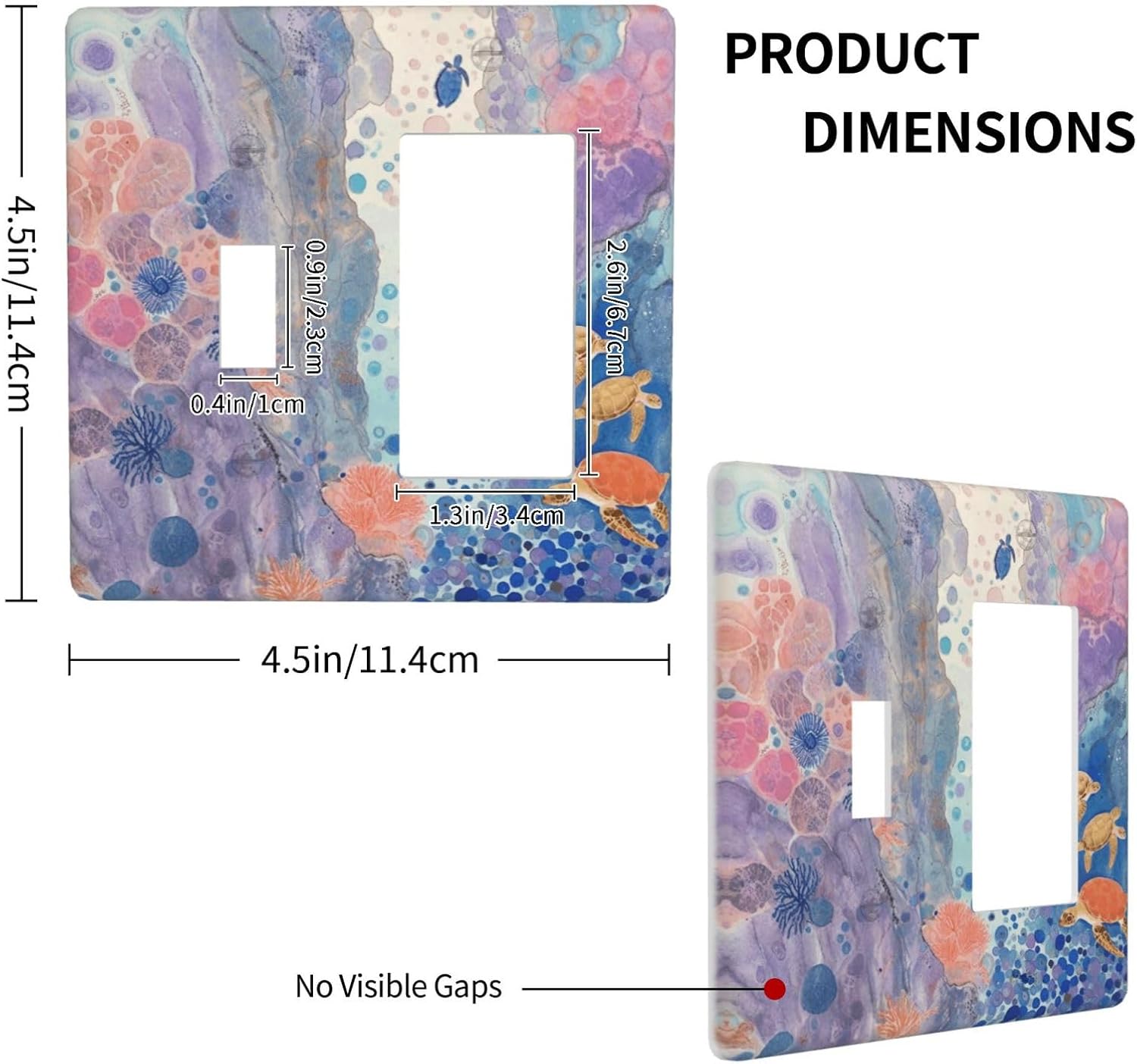 Turtle Coral Fish Watercolor Colorful Underwater World Outlet Covers 1 Toggle 1 Rocker Combination