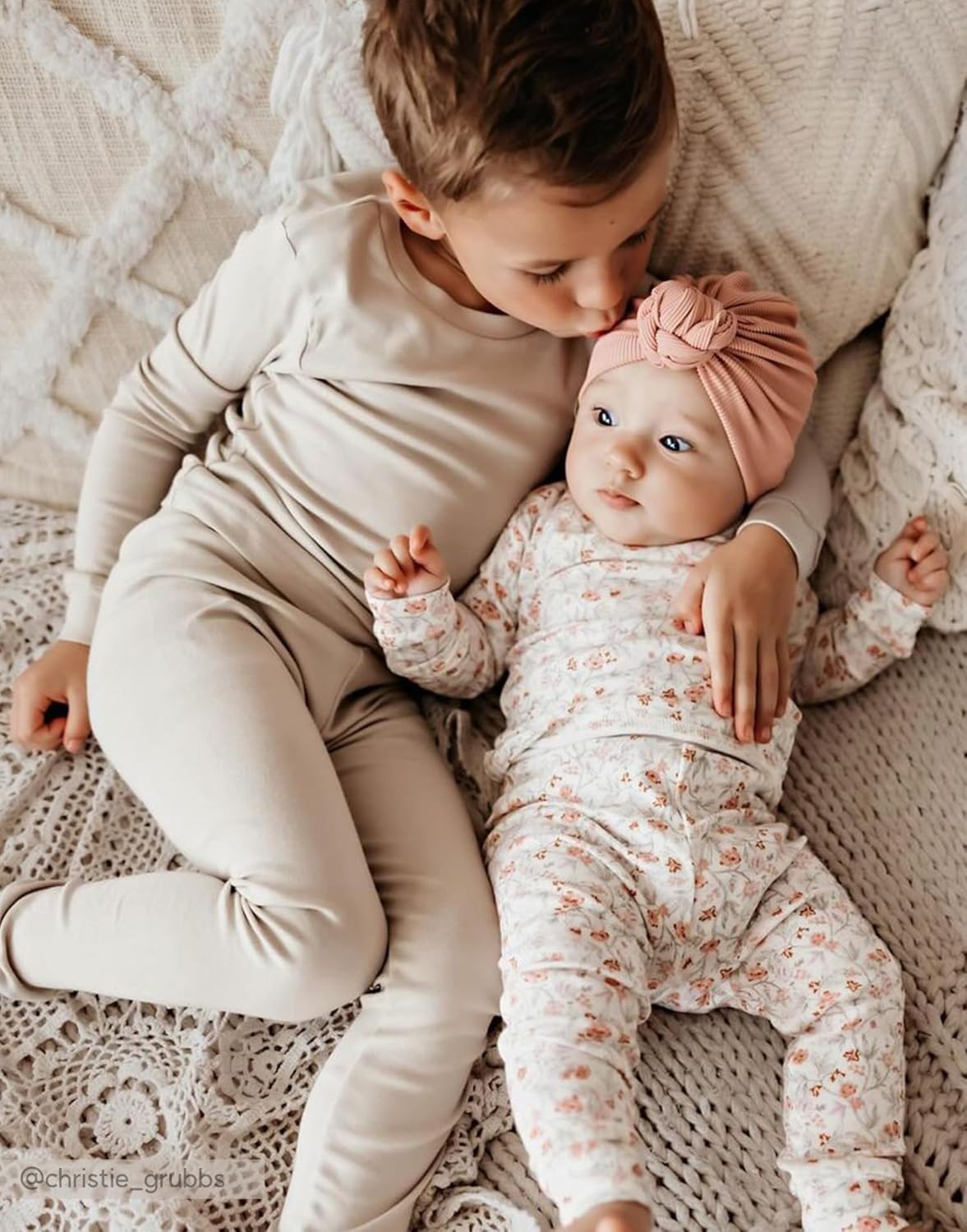 moimoln 6M-8Y Modal Cotton Solid Soft Breathable Baby Toddler Boys Girls Snug fit Pjs Long Sleeve