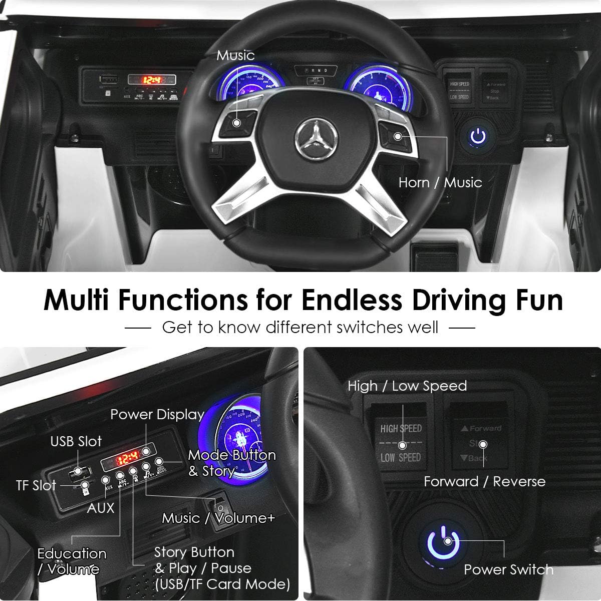 Costzon Ride on Car, Licensed Mercedes-Benz Maybach, 12V Battery Powered Vehicle Toy w/ 2 Motors