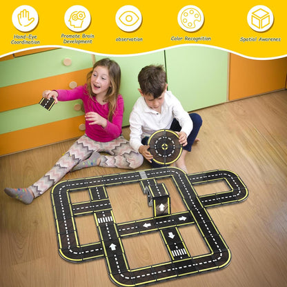 Magnetic Tiles Road Set, STEM Magnet Building Blocks for Toddler Kids, Montessori Educational Toy