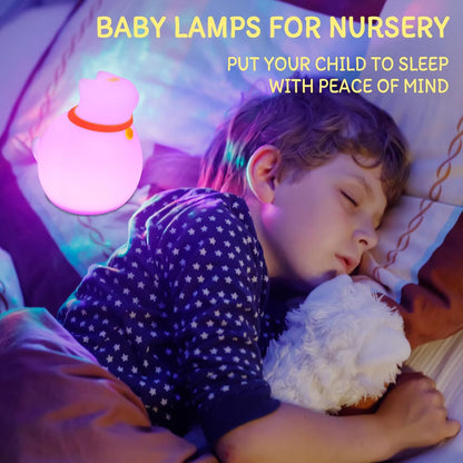7-Color Changing Cat Night Light, Silicone Rechargeable Nursery Light with Timer & 3 Modes, Kids