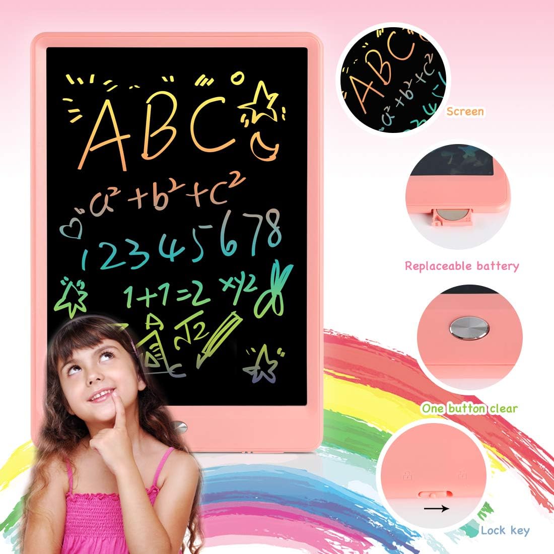 ORSEN LCD Writing Tablet 10 Inch, Colorful Doodle Board Drawing Pad for Kids, Educational Christmas
