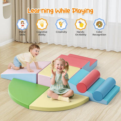 Lischwert Foam Climbing Blocks for Toddlers 1-3, 8pcs Soft Play Set with Crawling Exploration Toys
