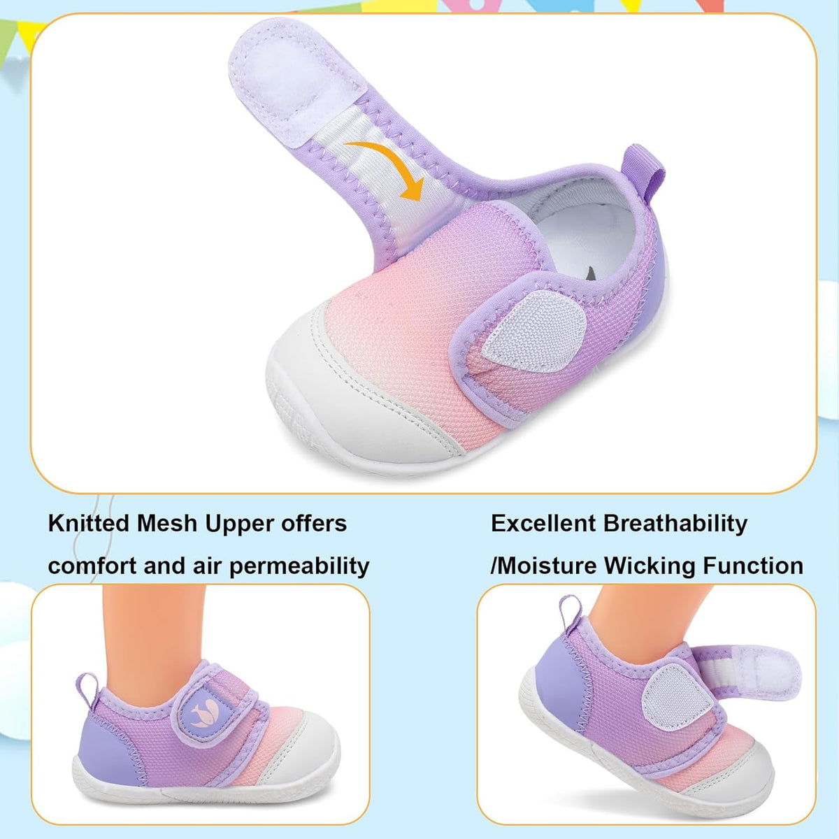 FEETCITY Baby First Walking Shoes Boys Girls Infant Sneakers Crib Shoes Breathable Lightweight Slip