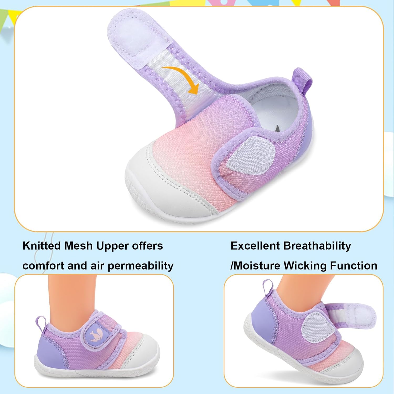 FEETCITY Baby First Walking Shoes Boys Girls Infant Sneakers Crib Shoes Breathable Lightweight Slip