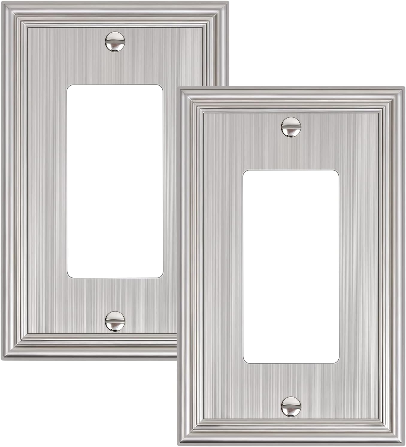 2-Pack Decorator Outlet Cover Plate, Brushed Nickel Decorative Switch Plates and Outlet Covers