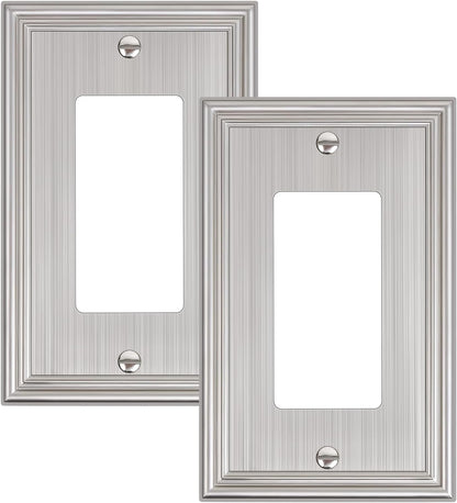 2-Pack Decorator Outlet Cover Plate, Brushed Nickel Decorative Switch Plates and Outlet Covers