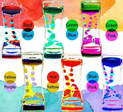 Liquid Motion Bubbler Timer Pack of 6 Great Desktop Colorful Hourglass Liquid Bubbler Sensory