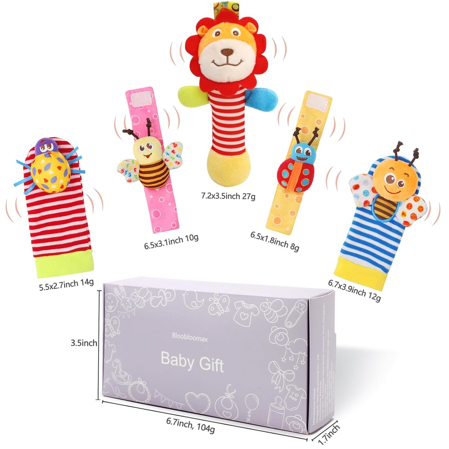 Wrist Rattles Foot Finder Rattle Toy for 0-6 Months Baby, Feet Leg Ankle Socks Arm Hand Bracelet