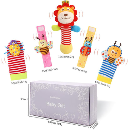 Wrist Rattles Foot Finder Rattle Toy for 0-6 Months Baby, Feet Leg Ankle Socks Arm Hand Bracelet