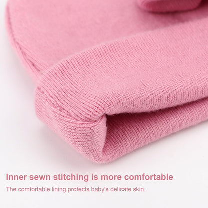 BQUBO Newborn Baby Hats Mittens Set Hospital Hat Beanie Infant Bow Hats Baby Gloves No Scratch