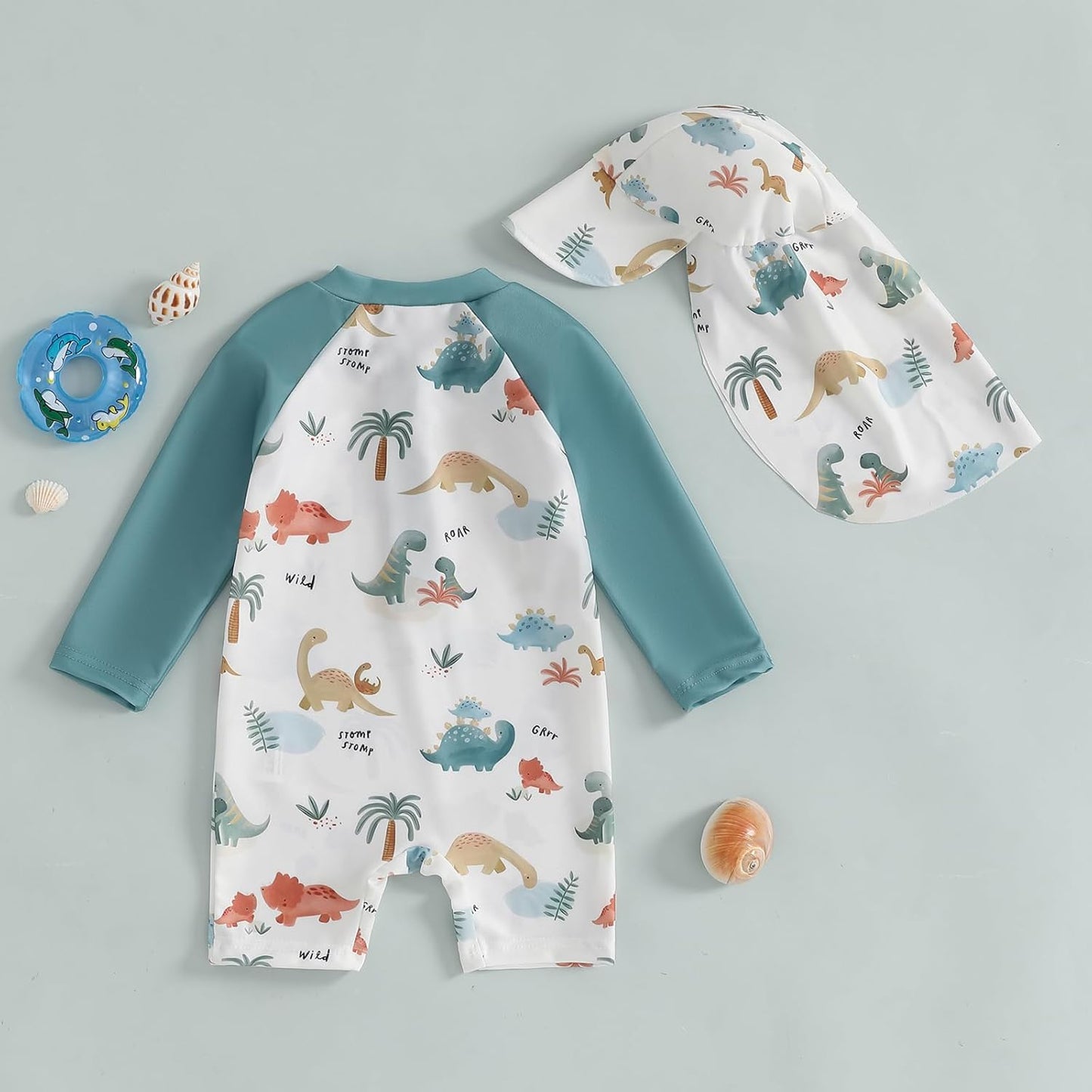 Hnyenmcko Baby/Toddler Boy Rash Guard Swimsuit Long Sleeve One Piece Zipper Swimwear Sunsuit Infant