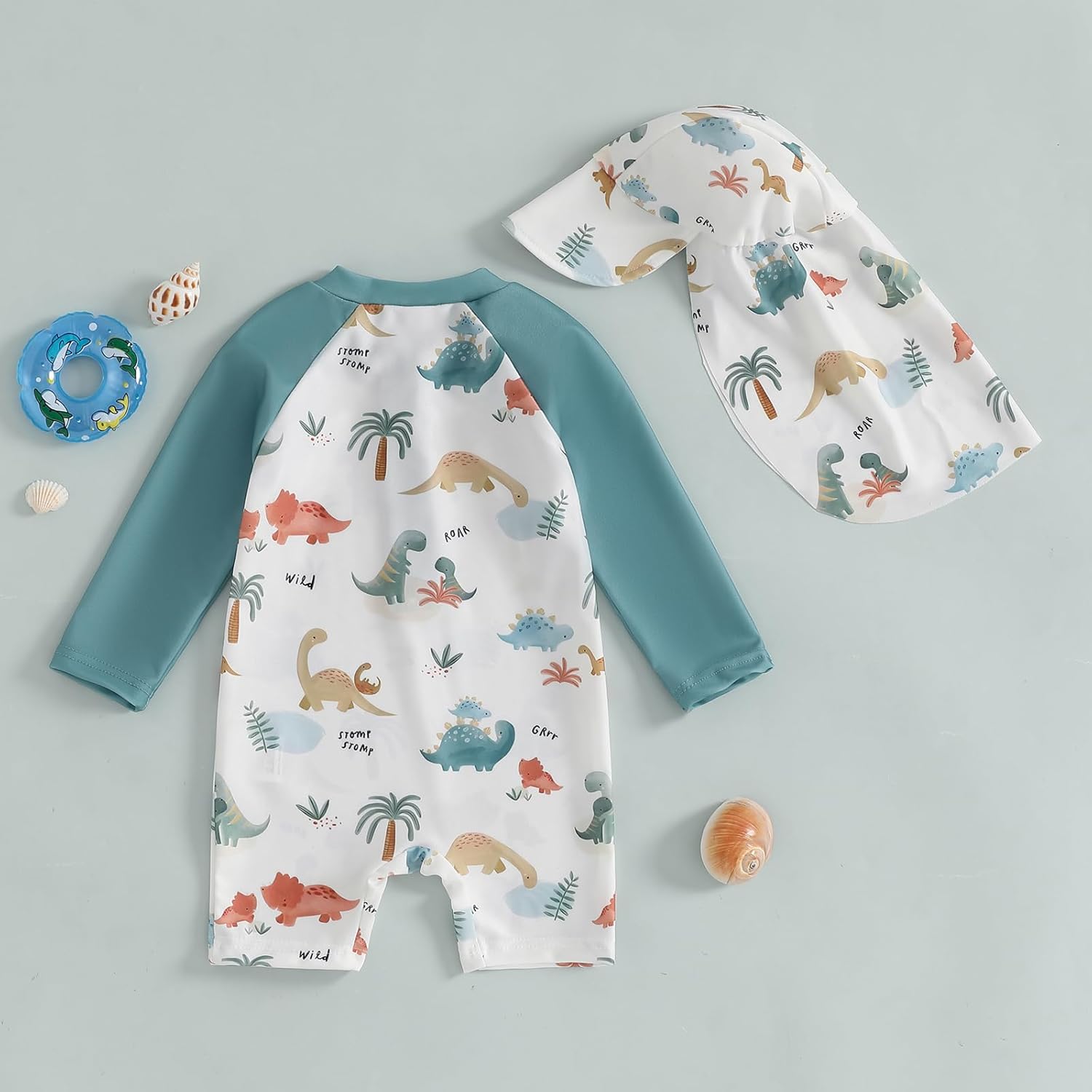 Hnyenmcko Baby/Toddler Boy Rash Guard Swimsuit Long Sleeve One Piece Zipper Swimwear Sunsuit Infant