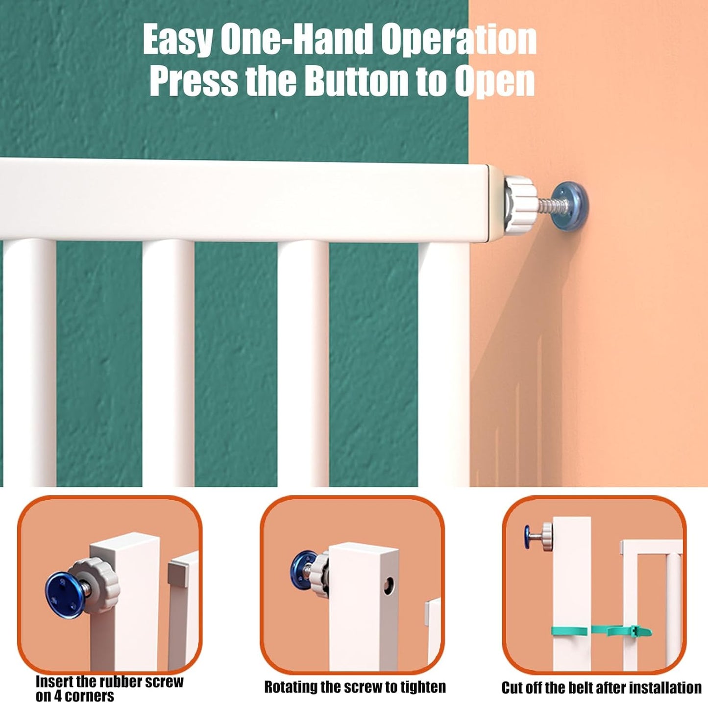 55.1 Inch Tall Baby Gate Auto Close Dog Gate Adjustable 29.92"- 43" Wide Pressure Mounted Walk