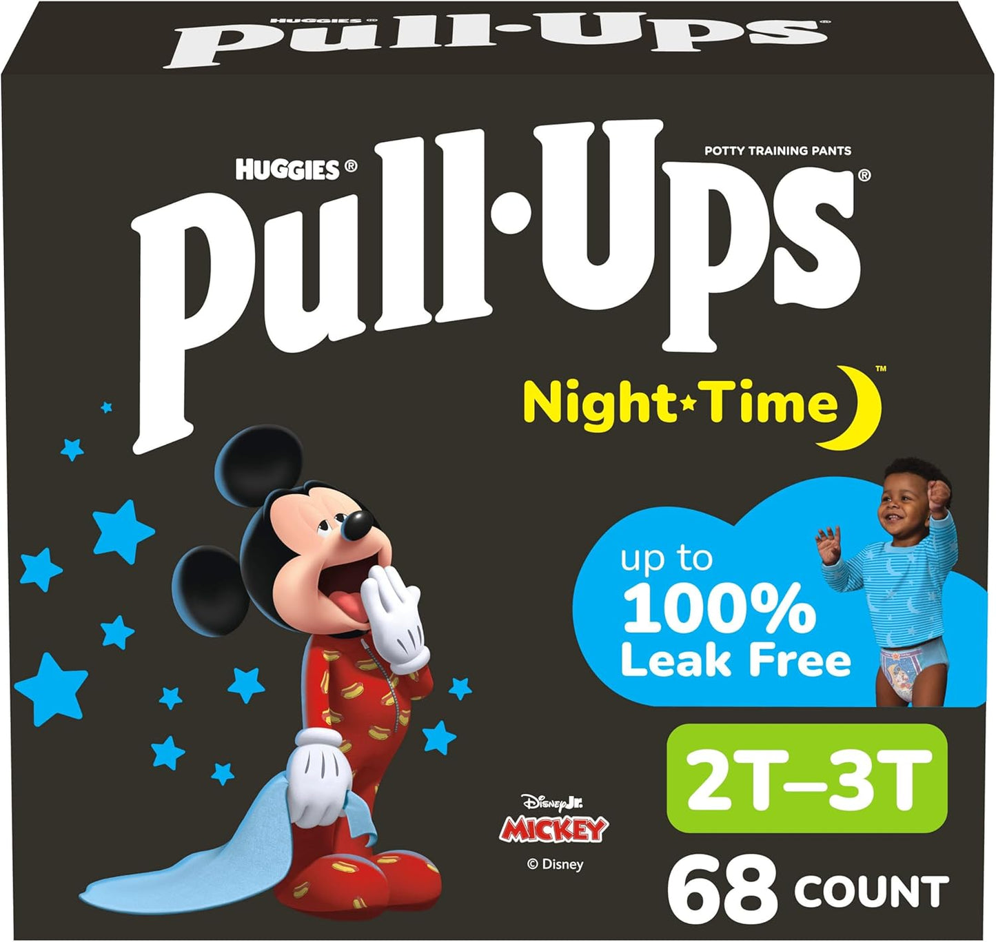 Pull-Ups Boys' Night-Time Potty Training Pants, Size 2T-3T Overnight Training Underwear (16-34