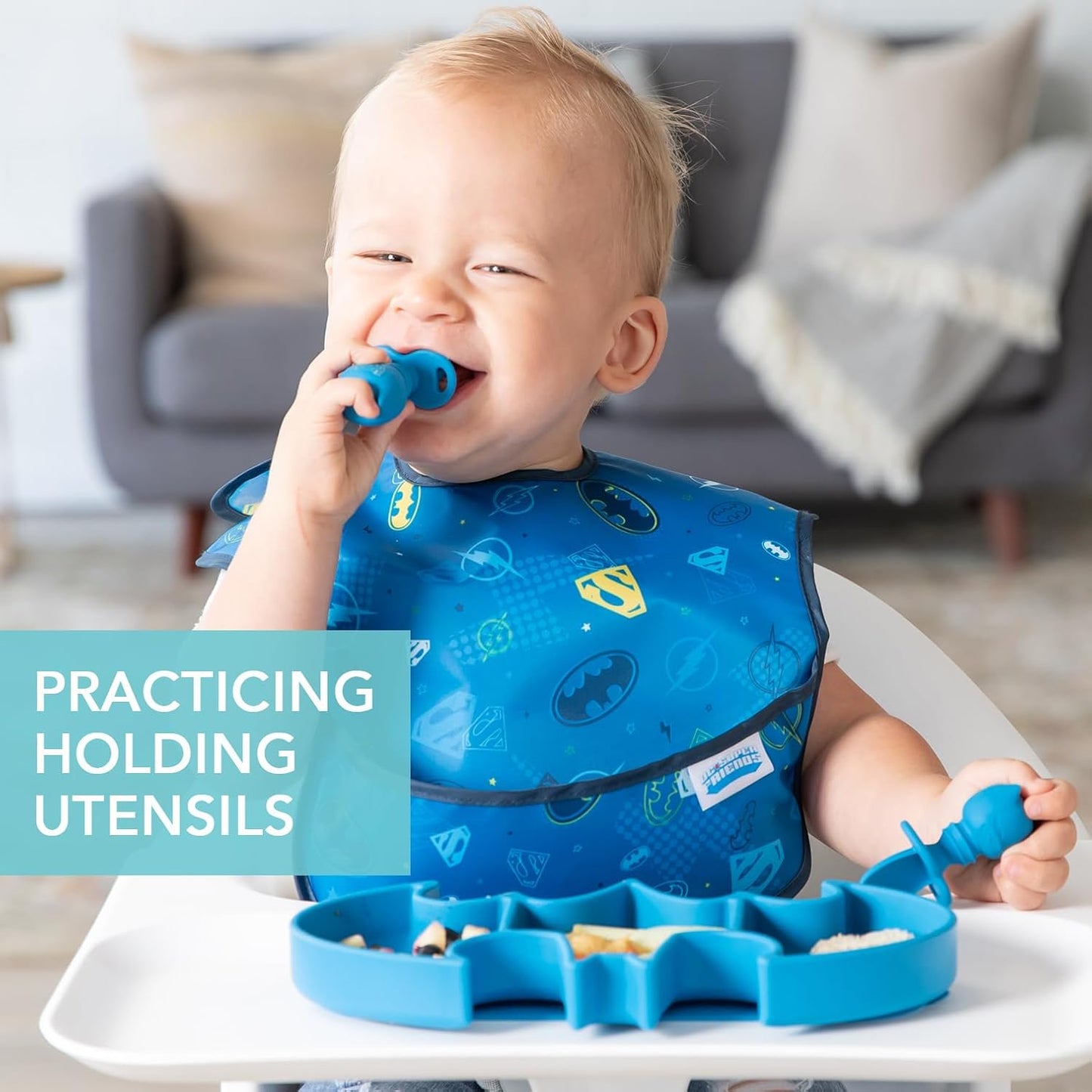 Bumkins Baby Utensils Set, Chewtensils Silicone Spoons for Dipping, Self-Feeding, Baby Led Weaning