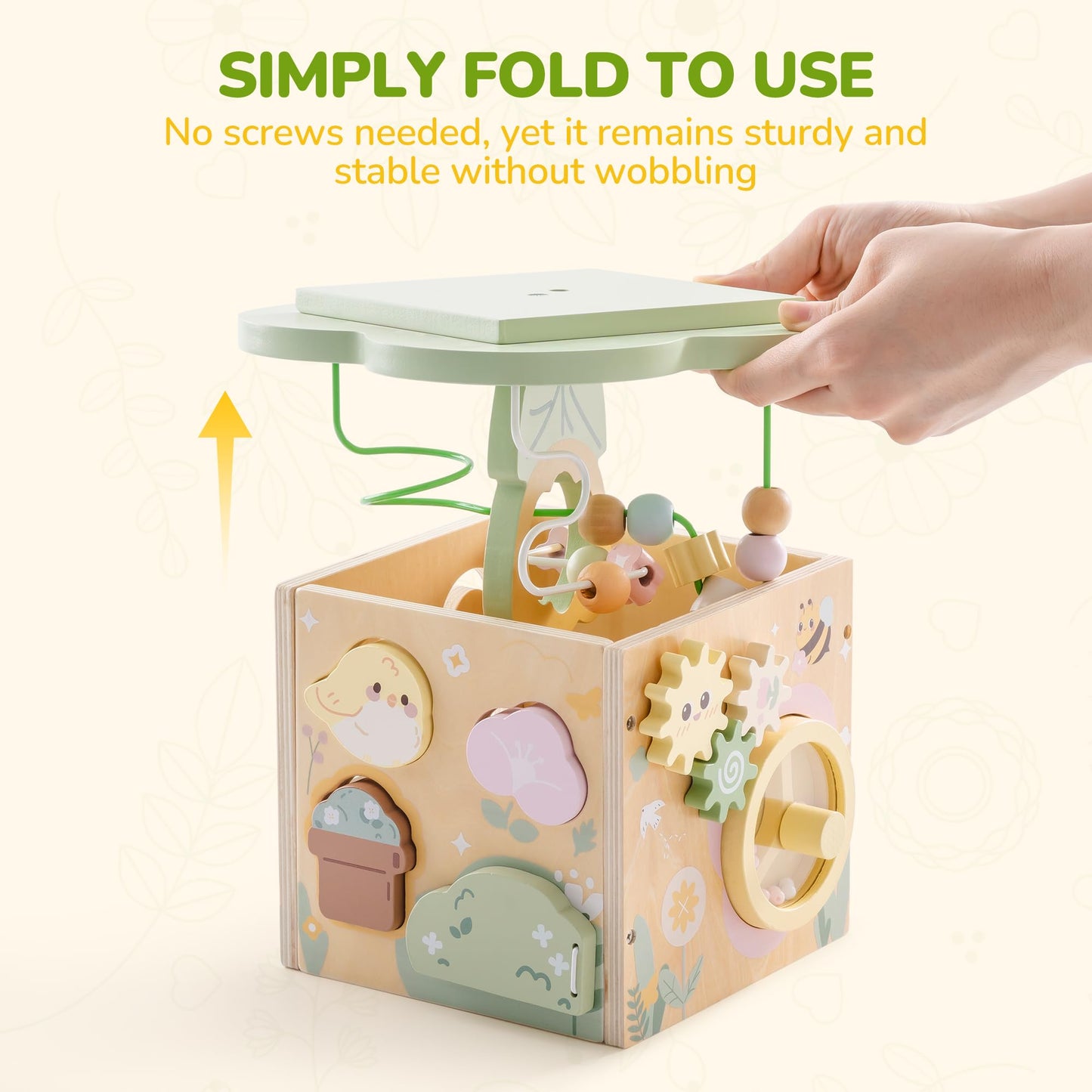 ROBUD Wooden Activity Cube, Educational Wooden Toys, Montessori Toys