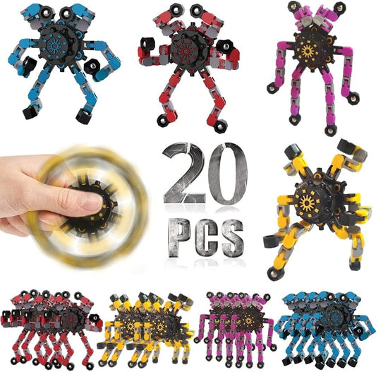20 Pcs Deformable Robot Fidget Spinners Toys for Party Favor, Transformable Fingertip Spinner for
