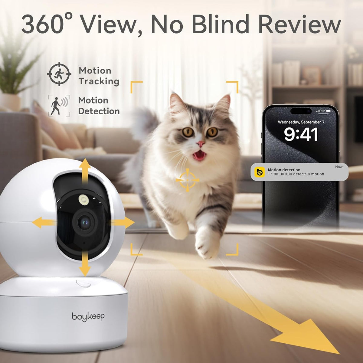 Indoor Camera - 2K Pet Camera, 5G/2.4GHz WiFi Cam for Baby Monitor with Phone App, 360° Pan & Tilt