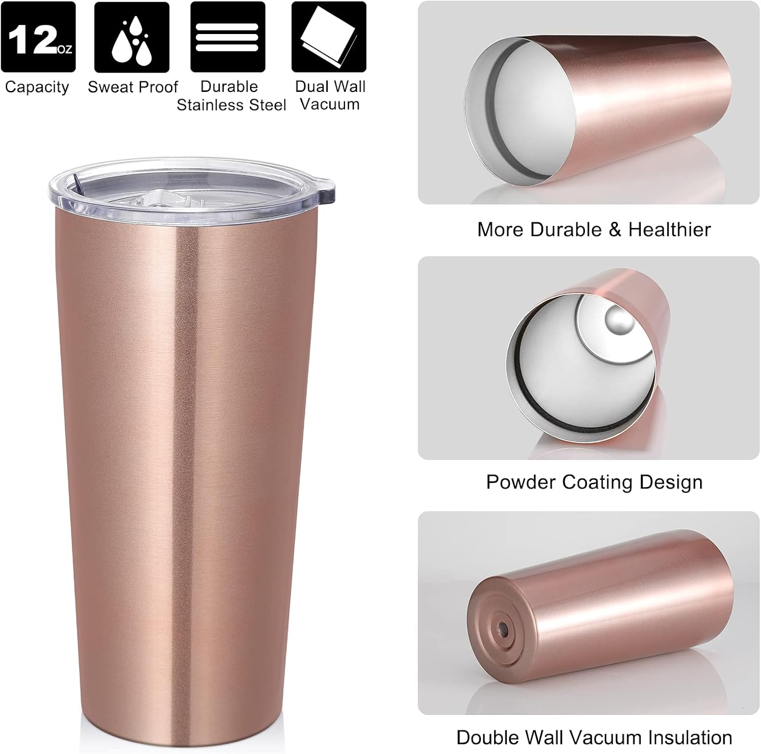 VEGOND 20oz Tumbler Bulk with Lid and Straw 1 Pack, Stainless Steel Vacuum Insulated Tumbler