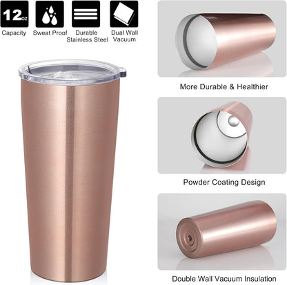 VEGOND 20oz Tumbler Bulk with Lid and Straw 12 Pack, Stainless Steel Vacuum Insulated Tumbler