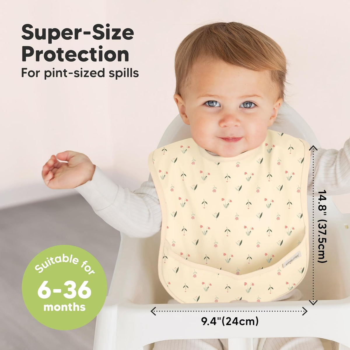 3-Pack Waterproof Baby Bibs for Eating - Lightweight Toddler Feeding Bibs with Large Food Catcher