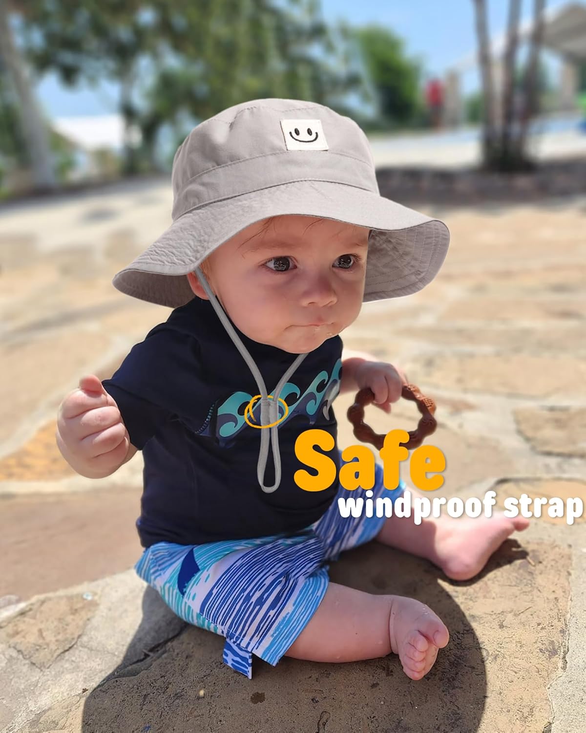 FURTALK Baby Sun Hat Smile Face Toddler Boys Girls Bucket Hat 0-5 Years Kids UPF 50+ Sun Protection