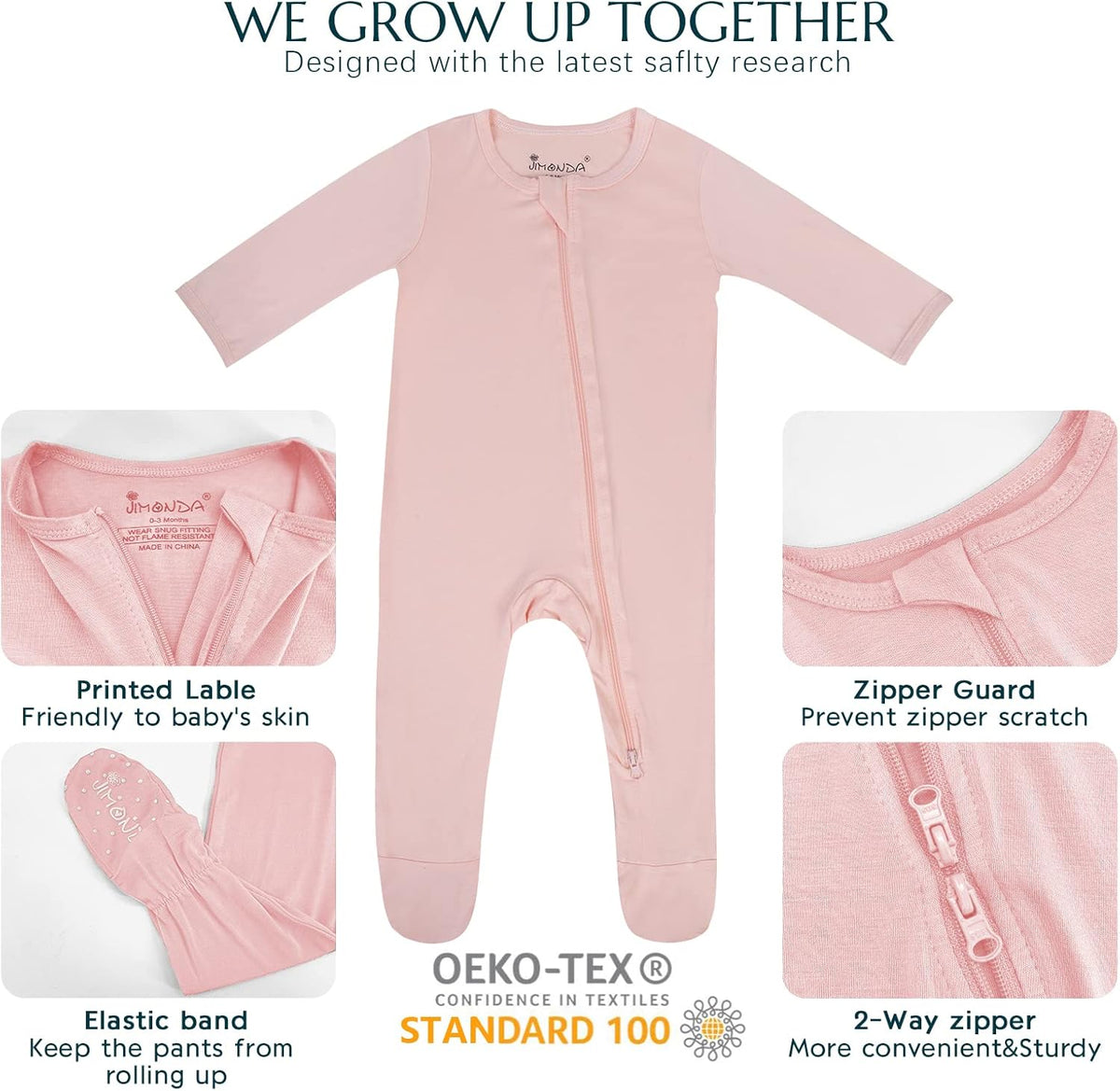 Jimonda Baby Romper Boys Girls Bamboo Pajamas 2-Way Zipper Footed Unisex Zip-Up Sleepers Sleep and