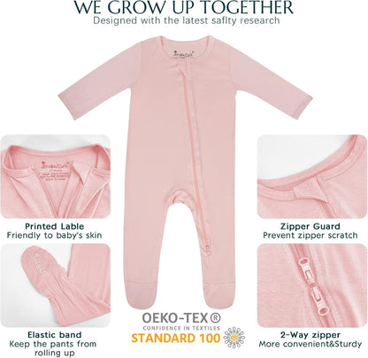 Jimonda Baby Romper Boys Girls Bamboo Pajamas 2-Way Zipper Footed Unisex Zip-Up Sleepers Sleep and