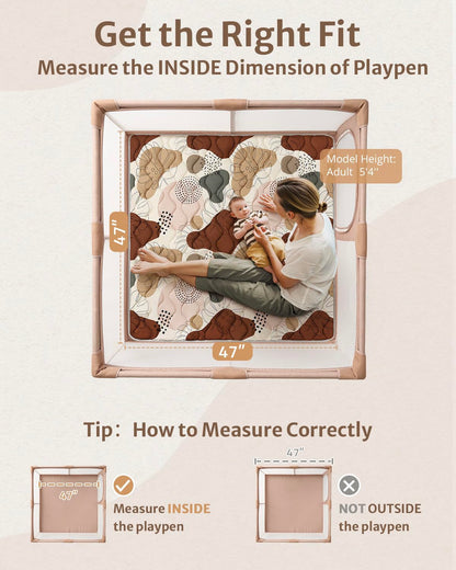Blissful Diary Baby Play Mats for Floor, 47x47 Playpen Mat, Thicken Cushioning Padding Foam