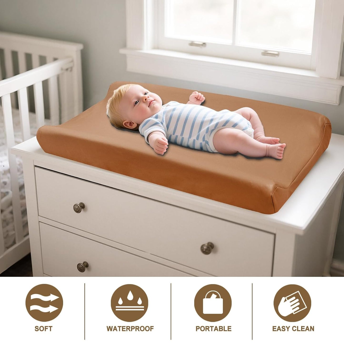 Owlowla Changing Pad Cover,Waterproof Changing Pad Covers-Soft Leather Diaper Changing Table