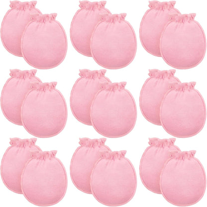 9 Pairs Newborn Baby Boys Girls Mittens 0-6 Months Infant Toddler Mittens No Scratch Solid Color