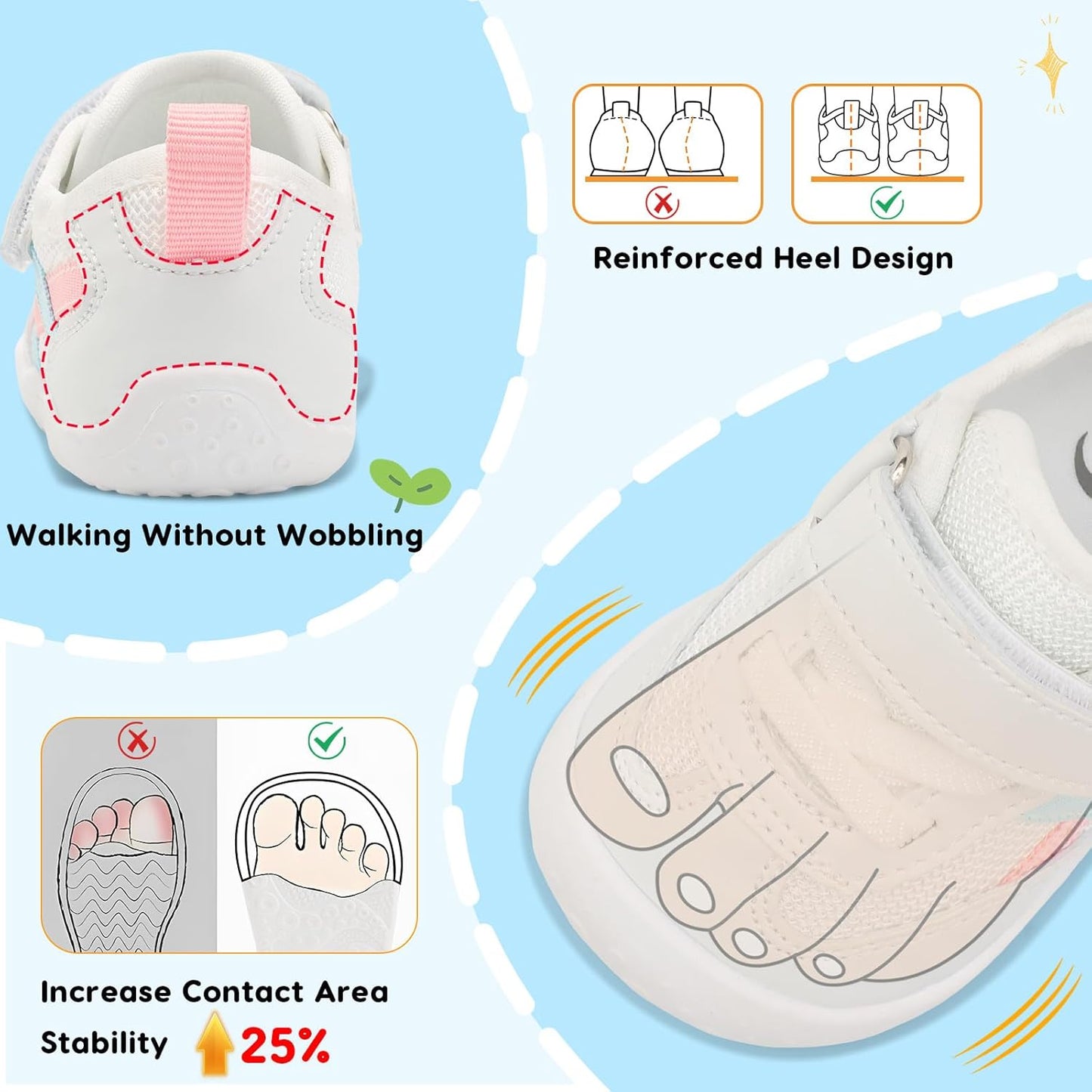 Scurtain Baby Shoes Boy Girl First Walking Shoe Infant Crib Breathable Sneakers Lightweight
