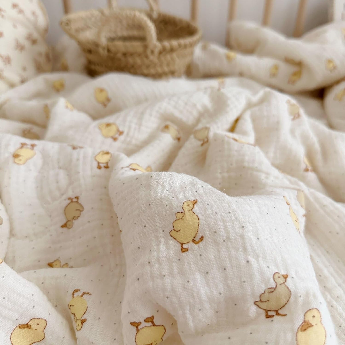 BuLuTu Duck Print Toddler Pillow Cases 20"x26", Cotton Muslin Boys Girls Pillowcase Fits Toddler