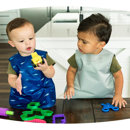 Tiny Twinkle Mess Proof Apron Bibs - 2 Pack Waterproof & Lightweight Baby Bibs for Led Weaning |
