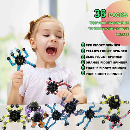 36Pack Fingertip Gyro Toy Fingertip Mechanical Top DIY Deformation Robot Metal Transformabl Gyro