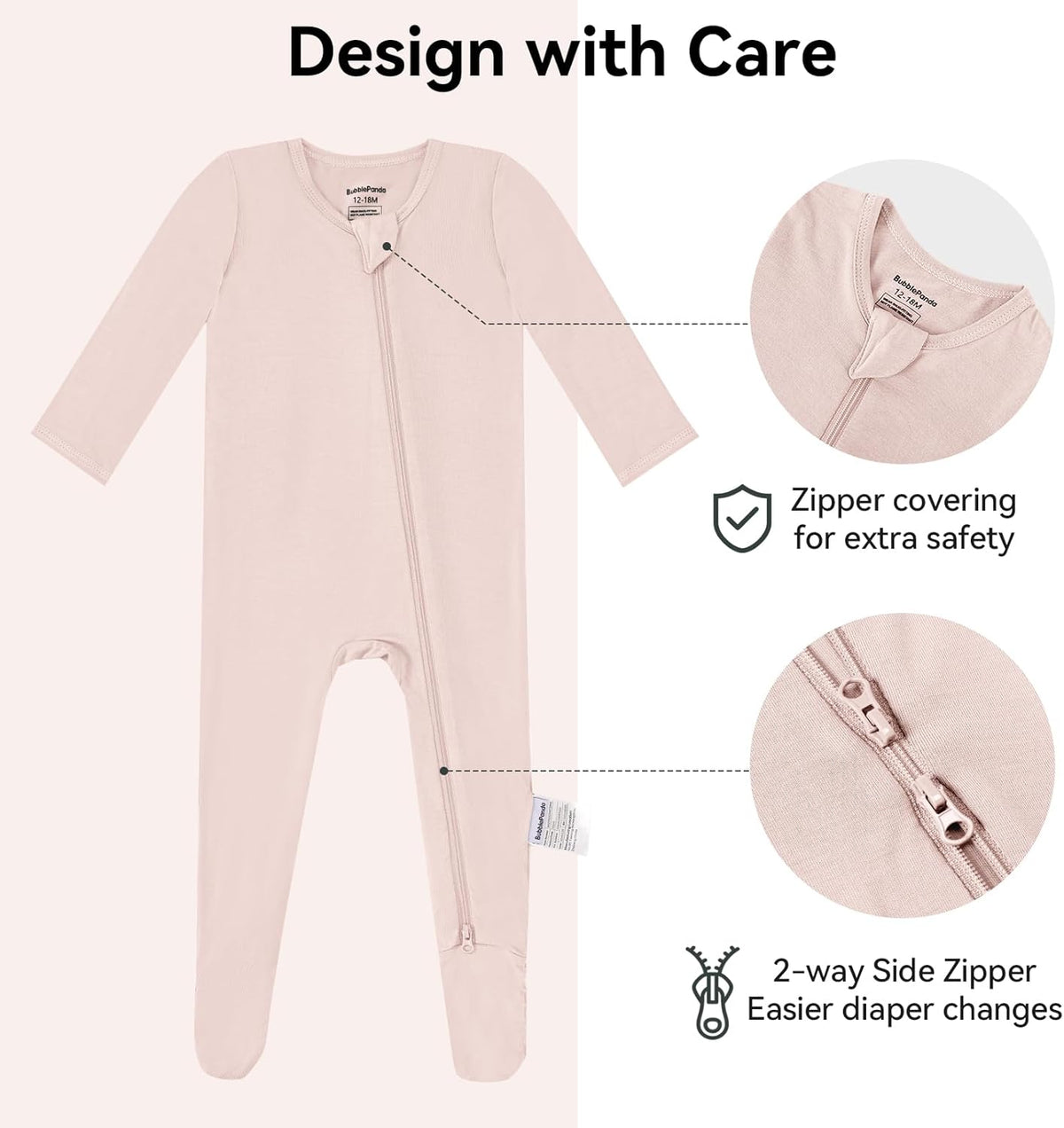 BubblePanda Rayon Made From Bamboo Baby Pajamas Baby Clothes for Boys Girls Unisex Zip-Front