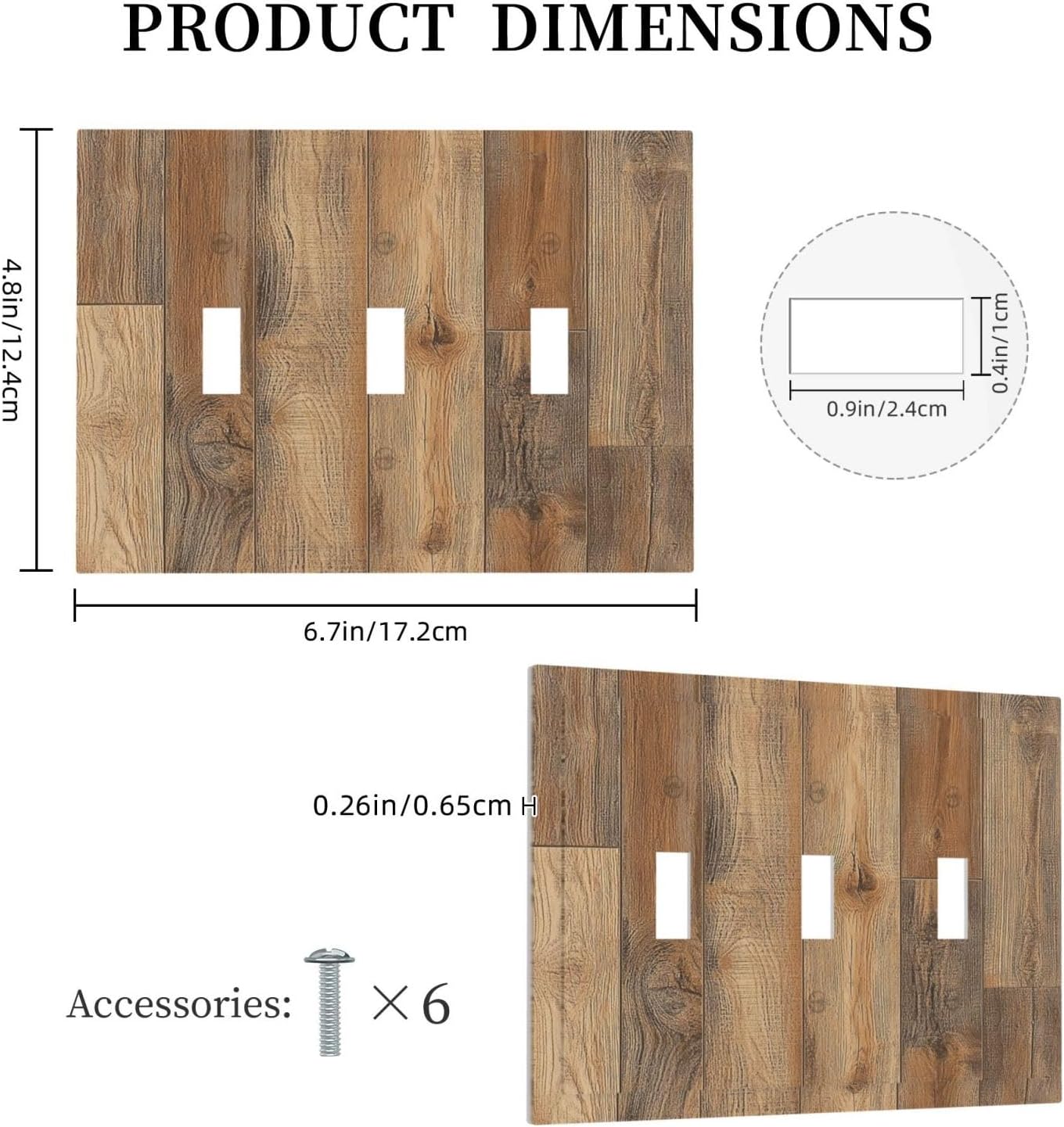 Decorative Switch Plates Retro Rustic Brown Wood Grain 3 Gang Wall Plate Triple Toggle Light Switch