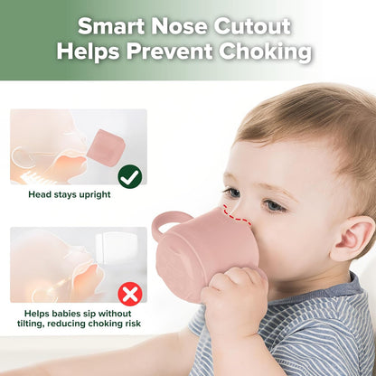 haakaa Silicone Toddler Cups, BPA Free Drop-Proof Training Cups for Baby 6 Months+, 5 Ounce (Blush)