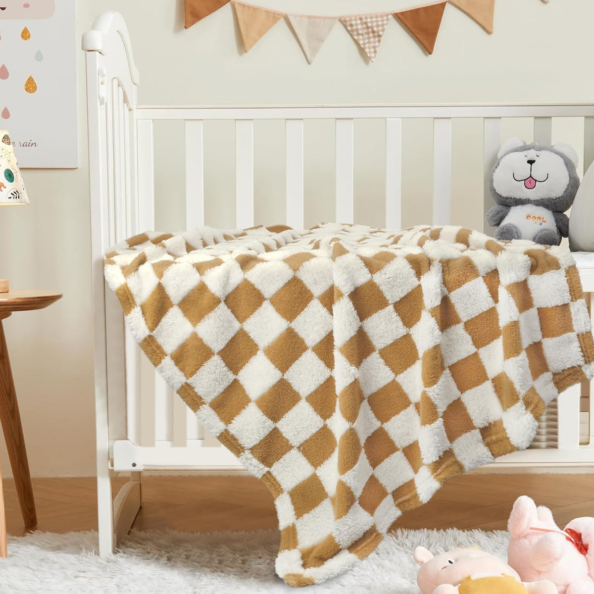 HOMRITAR Super Soft Baby Blankets for Boys Girls Warm Cozy Reversible Checkerboard Toddlers