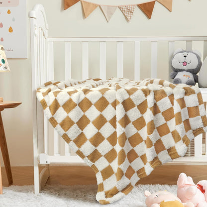 HOMRITAR Super Soft Baby Blankets for Boys Girls Warm Cozy Reversible Checkerboard Toddlers